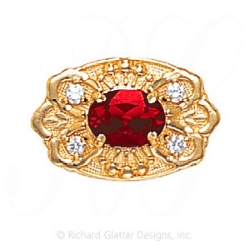 GS487 G/D - 14 Karat Gold Slide with Garnet center and Diamond accents 
